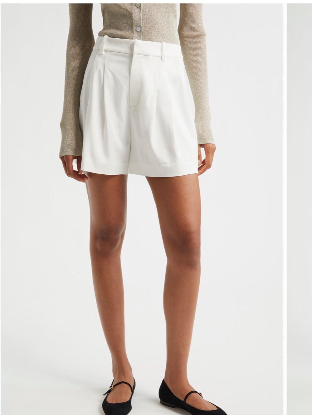 A.L.C. Tailored White High-Rise Pleat Shorts